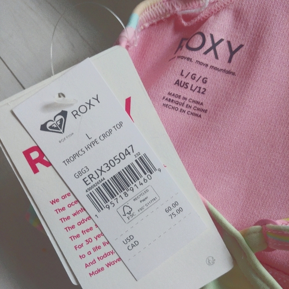 ROXY NEW Tropics Hype Crop Bikini Top - Picture 11 of 13